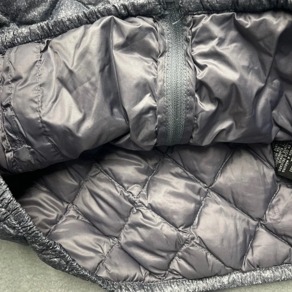 Women's Small Gray Sparkle Quilted Down Puffer Jacket‎ Full Zip Pockets